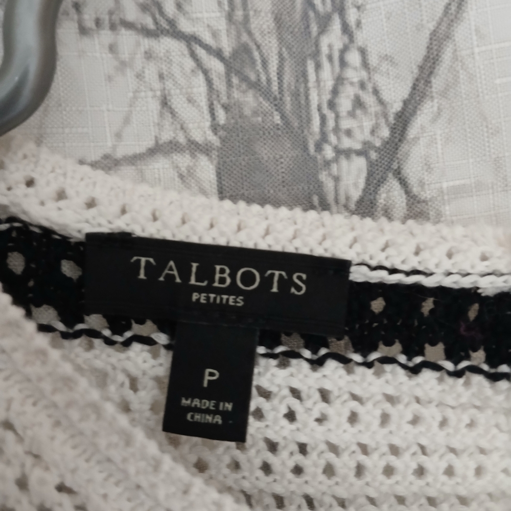 Talbots Ivory Crochet Knit Top Ptp17 L24